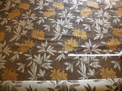 By yard 100% Silk Lampas Bali Breeze "sumatra" Brown Tropical Reversible