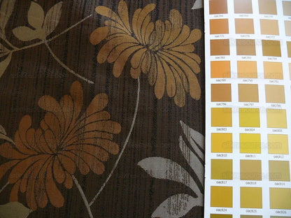 By yard 100% Silk Lampas Bali Breeze "sumatra" Brown Tropical Reversible