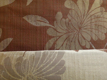 By yard 100% Silk Lampas Bali Breeze "copper" Brown Tropical Reversible