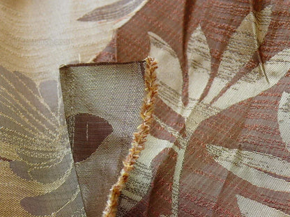 By yard 100% Silk Lampas Bali Breeze "copper" Brown Tropical Reversible