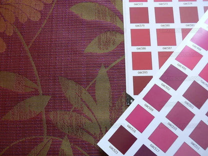 By yard 100% Silk Lampas Bali Breeze "mulberry" Magenta Tropical Reversible