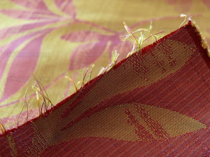 By yard 100% Silk Lampas Bali Breeze "mulberry" Magenta Tropical Reversible