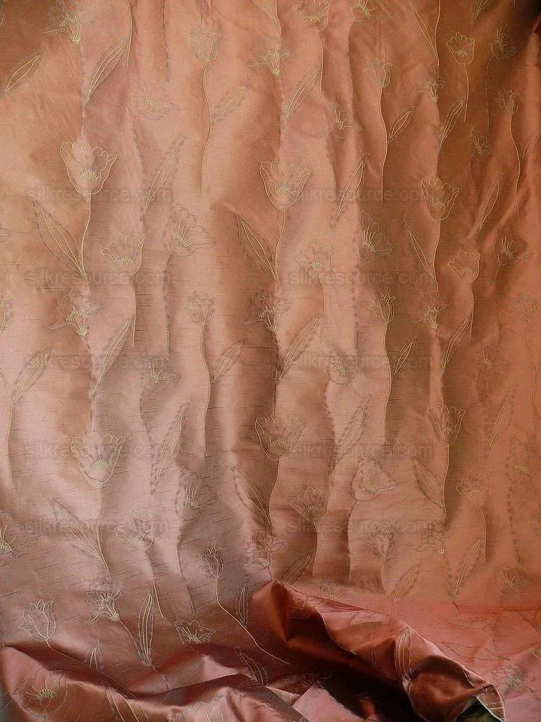 100% Silk Lampas Tulip "blue" Mod Picasso Modern Abstract Flora Thick MSRP USD 300+/Y