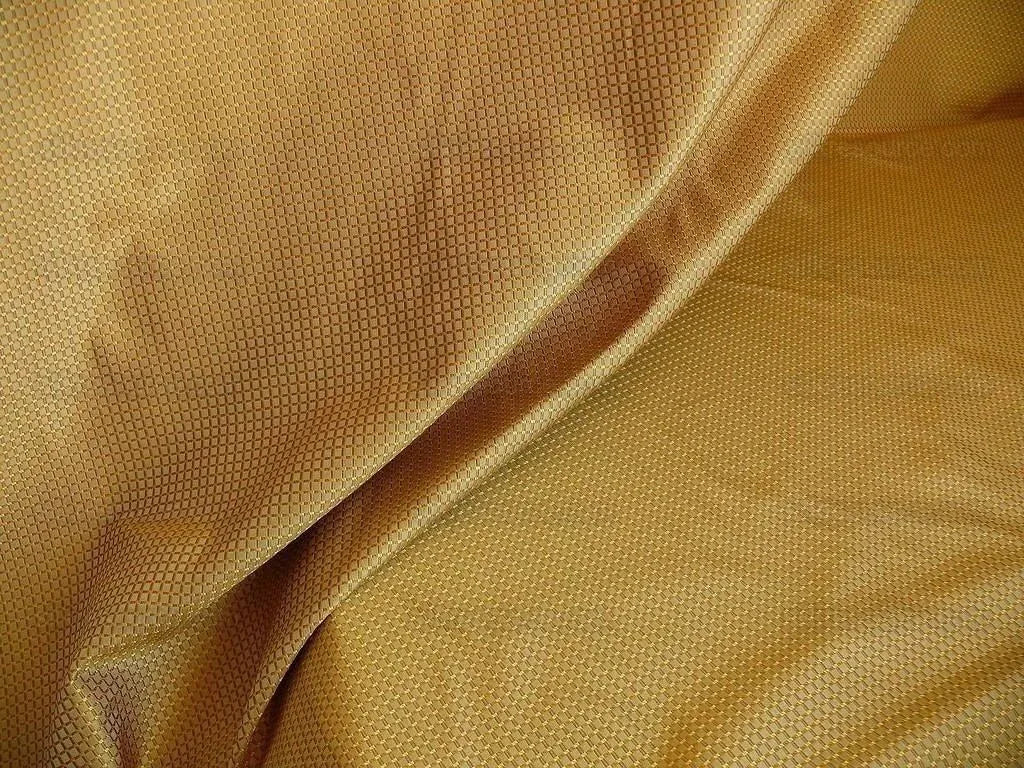 100% Silk Jacquard Dashed Square Texture "goldspun" Gold Plaid
