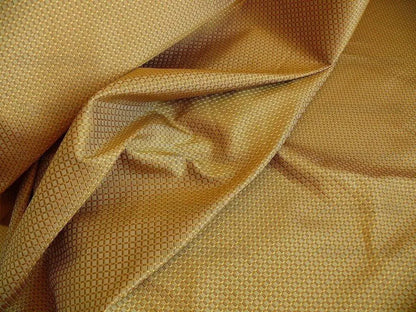 100% Silk Jacquard Dashed Square Texture "goldspun" Gold Plaid