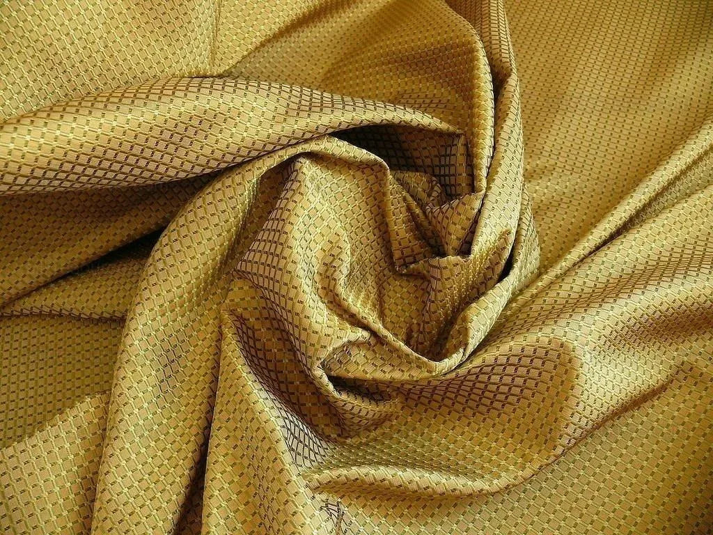 100% Silk Jacquard Dashed Square Texture "marjoram" Green Plaid