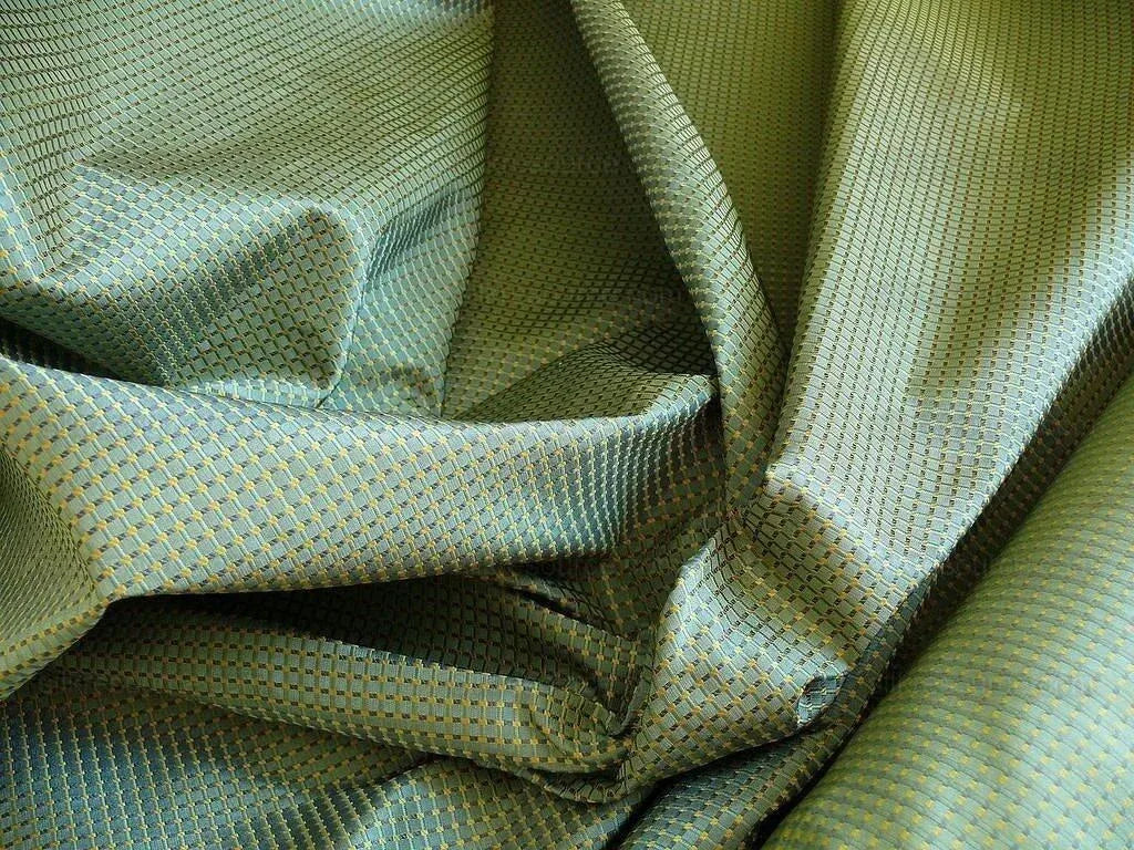 100% Silk Jacquard Dashed Square Texture "mystic" Blue Plaid