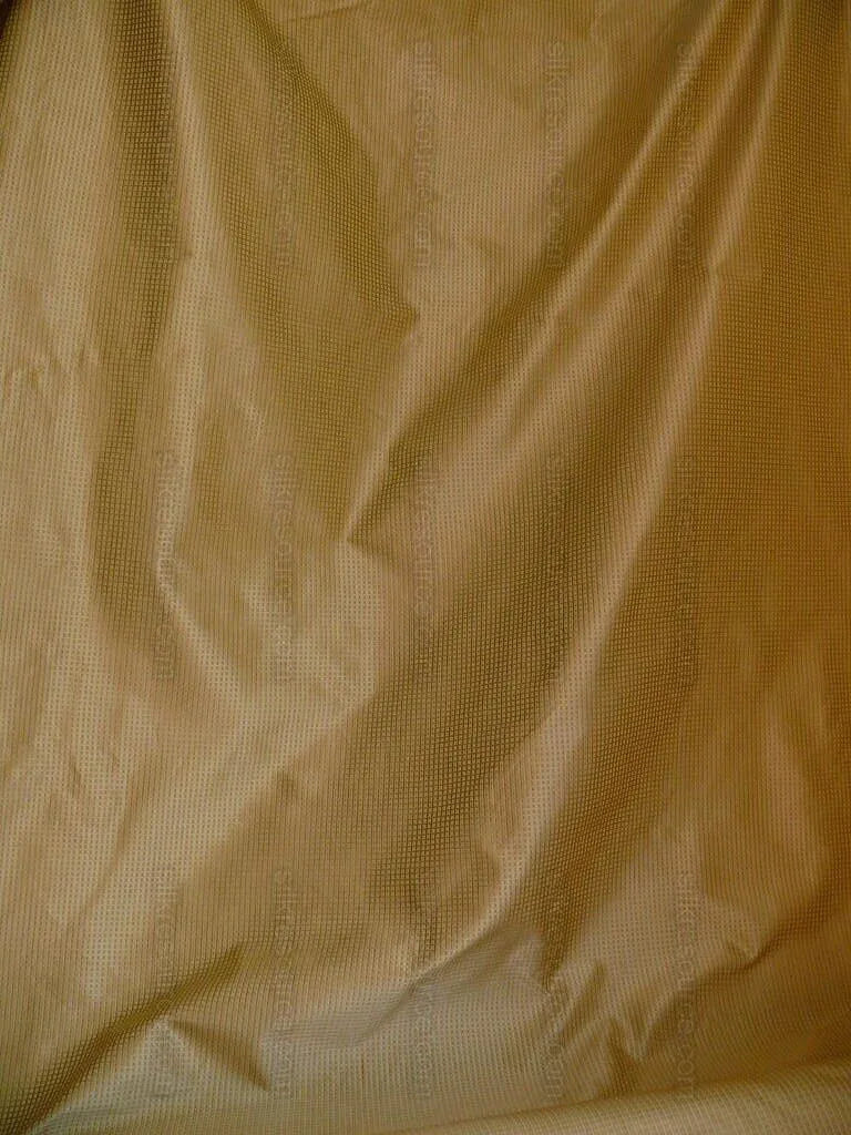 100% Silk Jacquard Dashed Square Texture "sesame" Gold Plaid