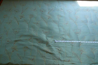 100% Silk Lampas Tulip "blue" Mod Picasso Modern Abstract Flora Thick MSRP USD 300+/Y