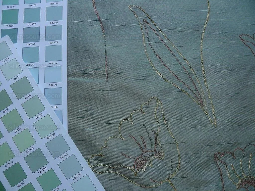 100% Silk Lampas Tulip "blue" Mod Picasso Modern Abstract Flora Thick MSRP USD 300+/Y