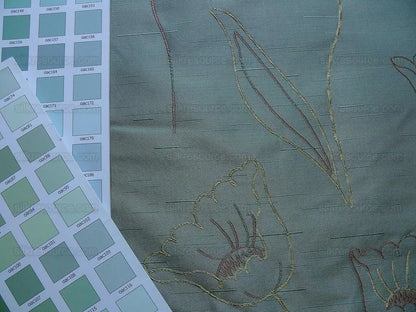 100% Silk Lampas Tulip "blue" Mod Picasso Modern Abstract Flora Thick MSRP USD 300+/Y