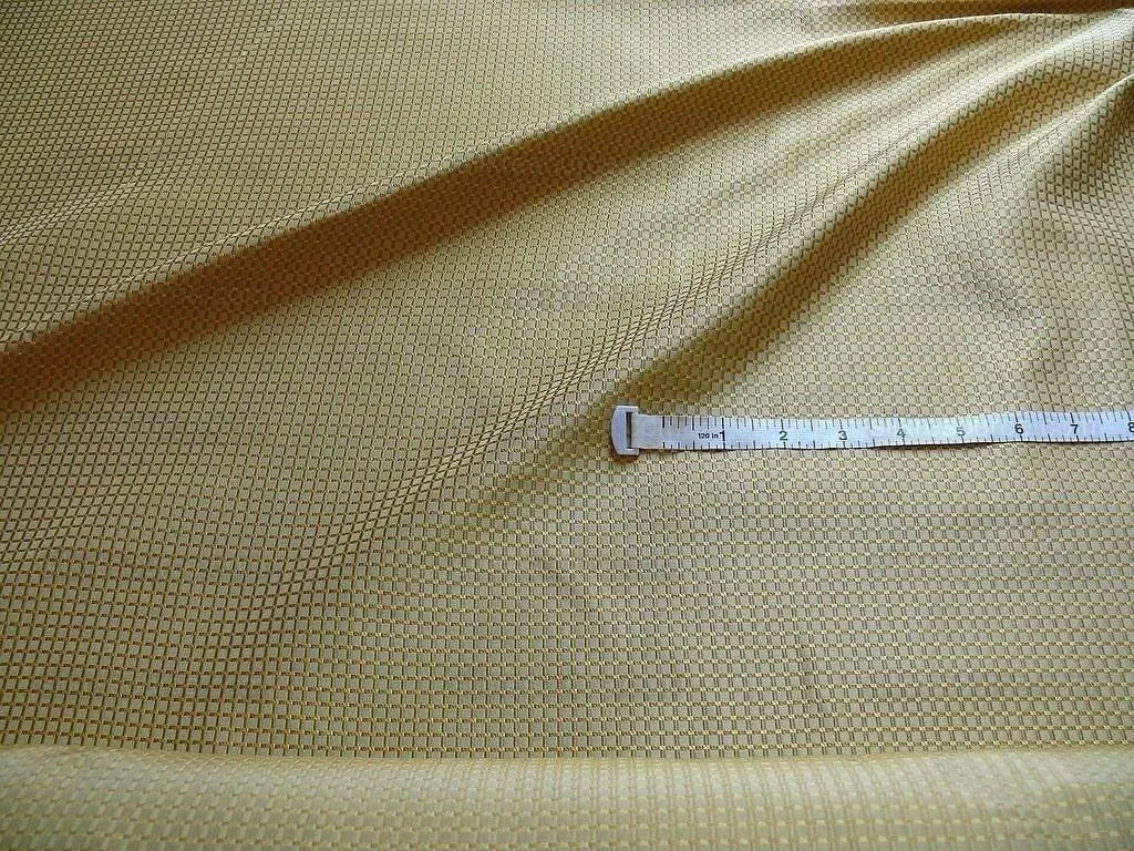 100% Silk Jacquard Dashed Square Texture "goldspun" Gold Plaid