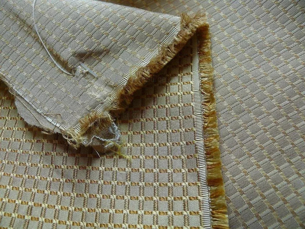100% Silk Jacquard Dashed Square Texture "goldspun" Gold Plaid