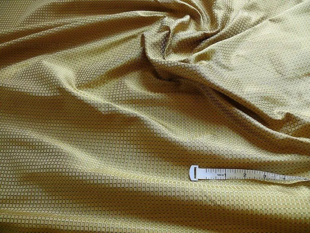 100% Silk Jacquard Dashed Square Texture "marjoram" Green Plaid