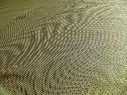 100% Silk Jacquard Dashed Square Texture "marjoram" Green Plaid