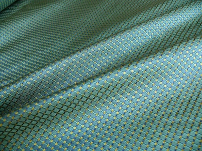 100% Silk Jacquard Dashed Square Texture "mystic" Blue Plaid