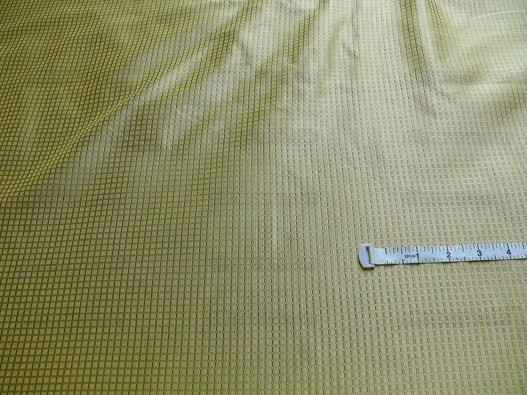 100% Silk Jacquard Dashed Square Texture "sesame" Gold Plaid
