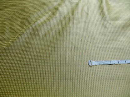 100% Silk Jacquard Dashed Square Texture "sesame" Gold Plaid