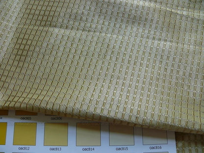 100% Silk Jacquard Dashed Square Texture "sesame" Gold Plaid