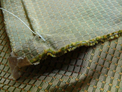 100% Silk Jacquard Dashed Square Texture "parsley" Green Plaid