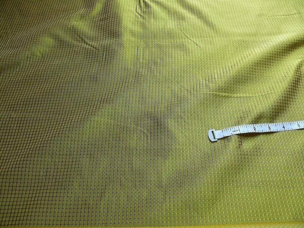 by yard 100% Silk Jacquard Dashed Square Texture "peridot" Green Plaid