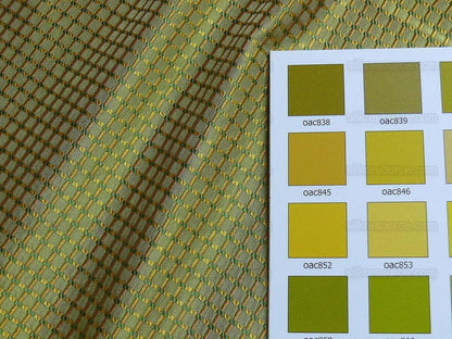 by yard 100% Silk Jacquard Dashed Square Texture "peridot" Green Plaid