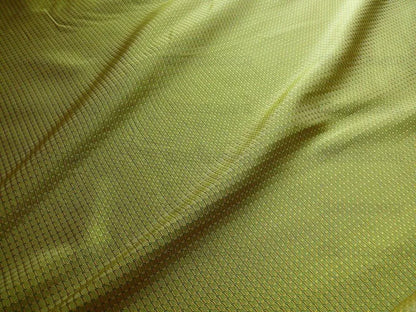 by yard 100% Silk Jacquard Dashed Square Texture "peridot" Green Plaid