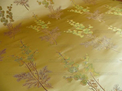 Schumacher 100% Silk Lampas Bell Flower "pine" Green Gold