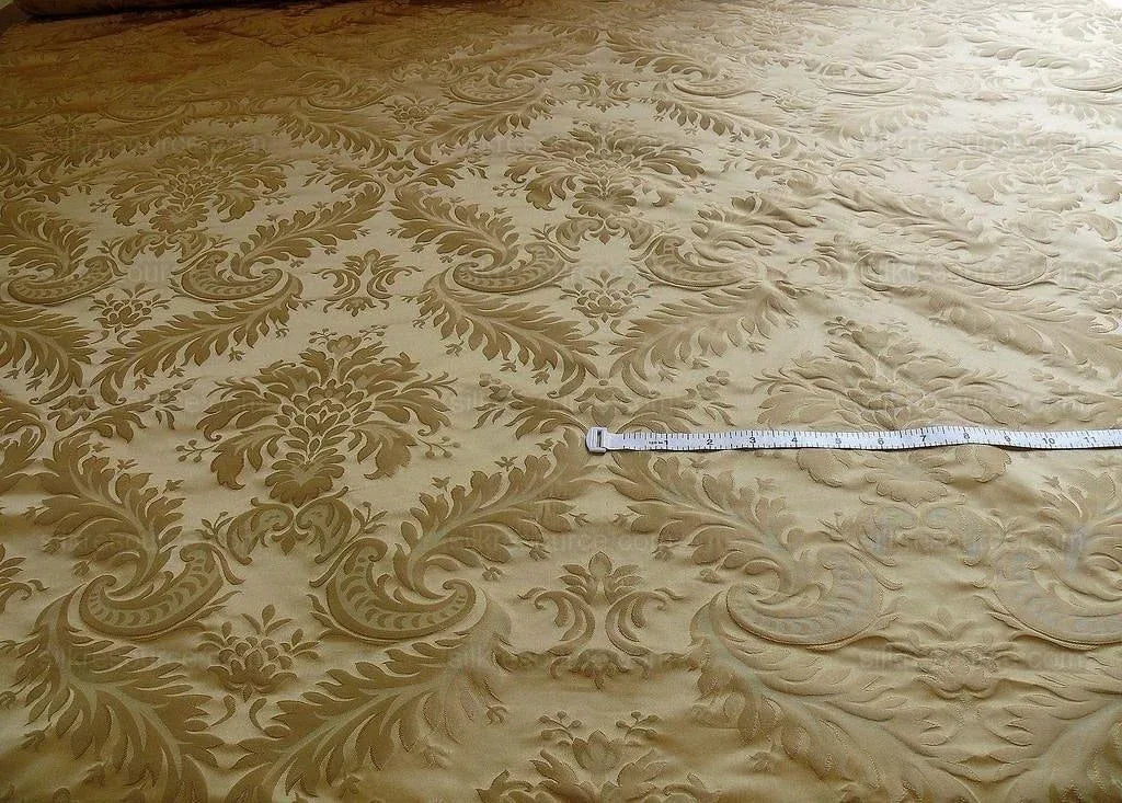 100% Silk Damask Classy Lotus "ambrosia" Tan Bty