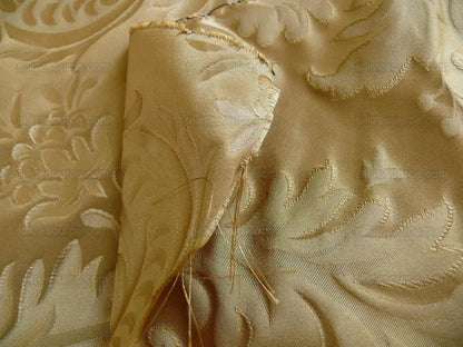 100% Silk Damask Classy Lotus "ambrosia" Tan Bty