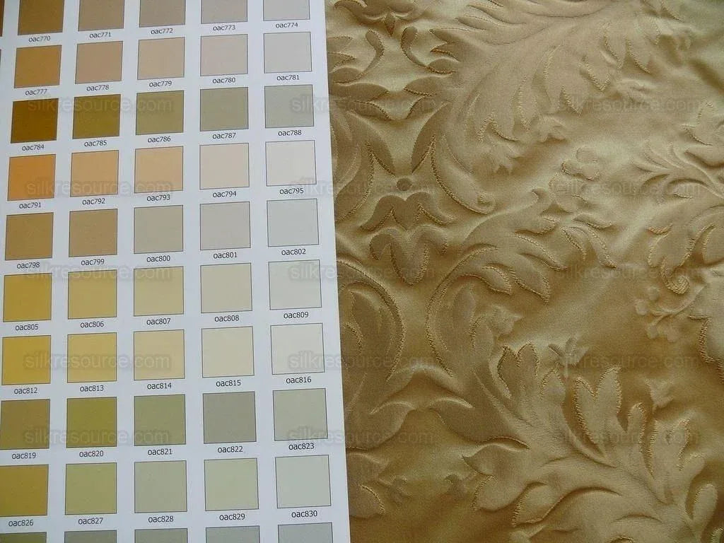 100% Silk Damask Classy Lotus "ambrosia" Tan Bty