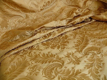 100% Silk Damask Classy Lotus "ambrosia" Tan Bty