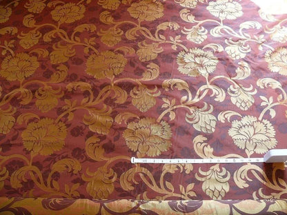 100% Silk Lampas Carnation Crewel "shiraz" Maroon