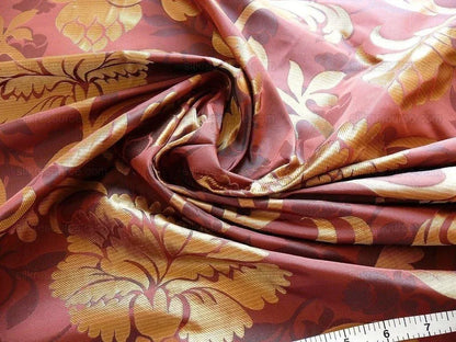 100% Silk Lampas Carnation Crewel "shiraz" Maroon