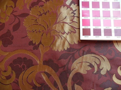 100% Silk Lampas Carnation Crewel "shiraz" Maroon