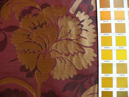 100% Silk Lampas Carnation Crewel "shiraz" Maroon