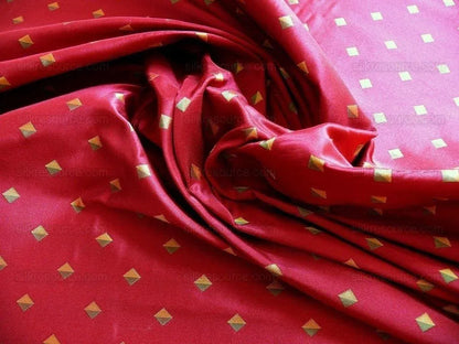 100% Silk Lampas Diamond Dot "mulberry" Magenta Red Yellow Green  Stripe Reversible