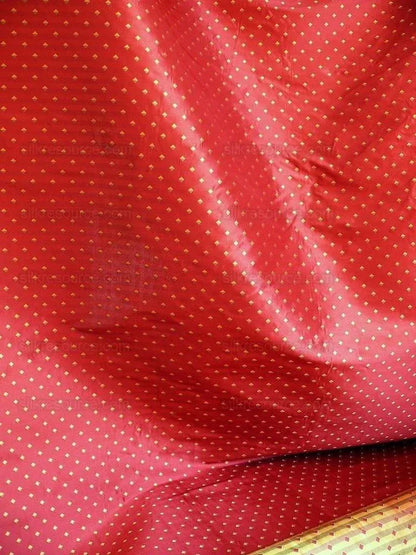 100% Silk Lampas Diamond Dot "mulberry" Magenta Red Yellow Green  Stripe Reversible