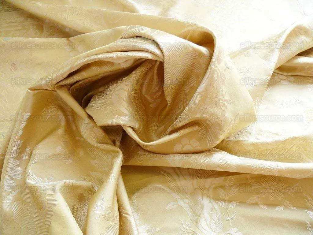 Hiend 100% Silk Damask Lisere Rose Urn Renaissance "goldspun" Ecru Neoclassical