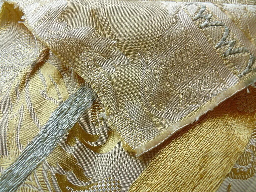 Hiend 100% Silk Damask Lisere Rose Urn Renaissance "goldspun" Ecru Neoclassical