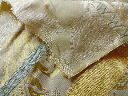 Hiend 100% Silk Damask Lisere Rose Urn Renaissance "goldspun" Ecru Neoclassical