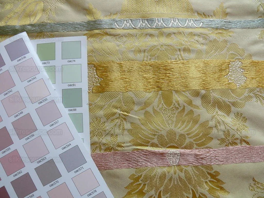 Hiend 100% Silk Damask Lisere Rose Urn Renaissance "goldspun" Ecru Neoclassical