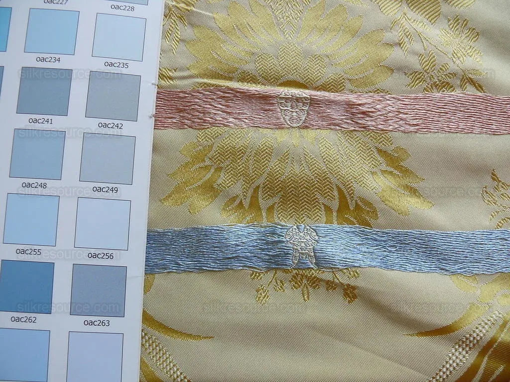 Hiend 100% Silk Damask Lisere Rose Urn Renaissance "goldspun" Ecru Neoclassical