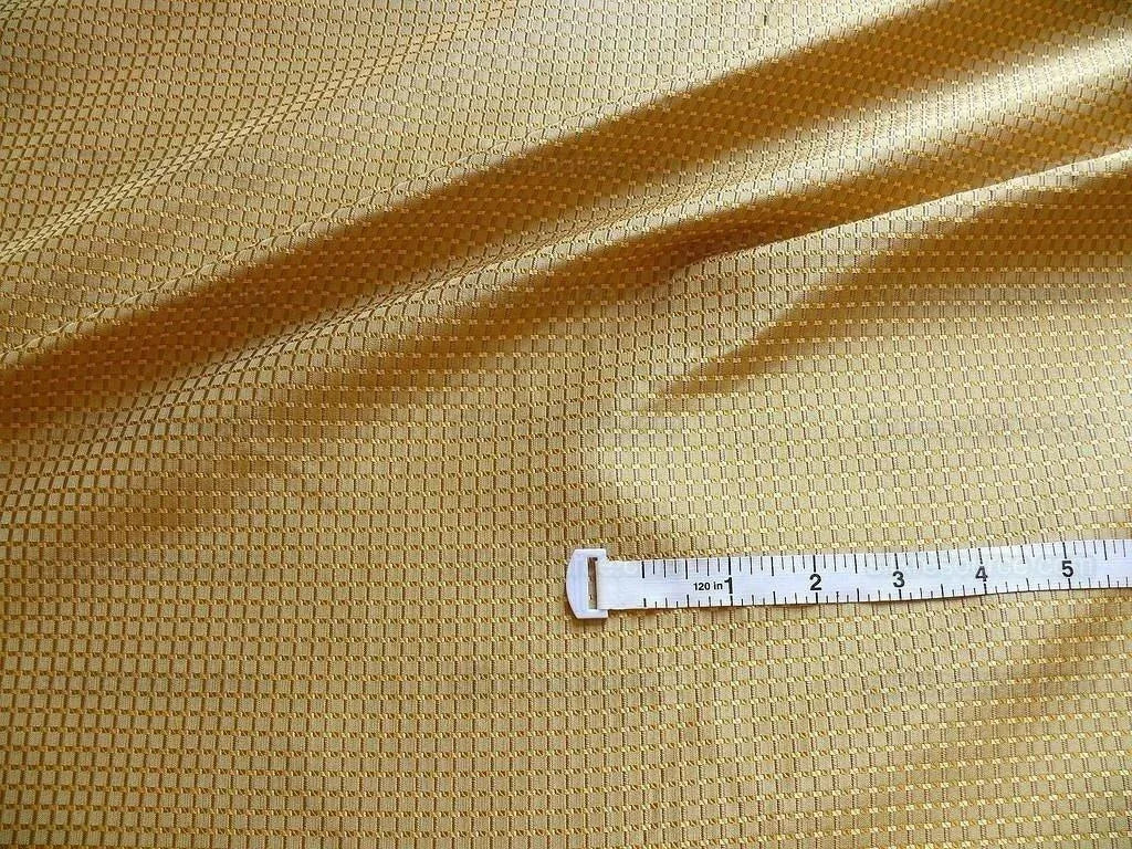 100% Silk Jacquard Dashed Square Texture "coin" Gold Plaid