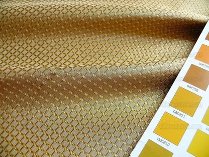 100% Silk Jacquard Dashed Square Texture "coin" Gold Plaid