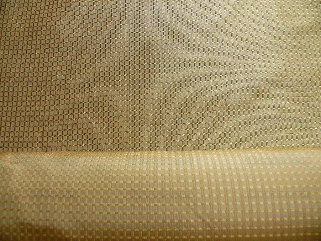 100% Silk Jacquard Dashed Square Texture "coin" Gold Plaid