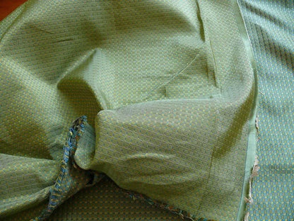 100% Silk Jacquard Dashed Square Texture "empire"aqua Blue Green Gold Mini Plaid