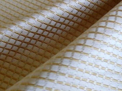 100% Silk Jacquard Dashed Square Texture "blonde" Cream Plaid