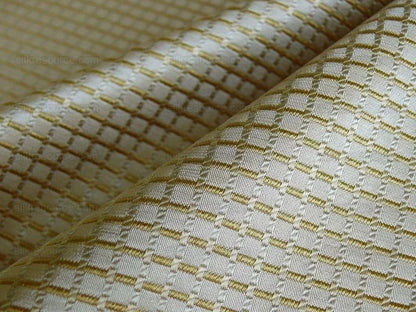 100% Silk Jacquard Dashed Square Texture "blonde" Cream Plaid