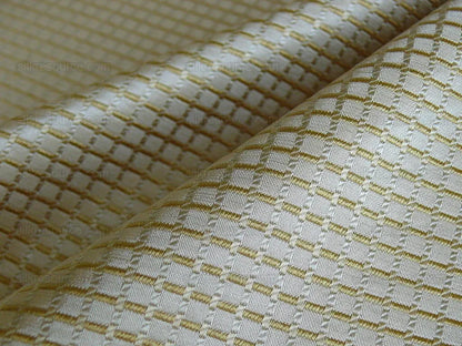 100% Silk Jacquard Dashed Square Texture "blonde" Cream Plaid